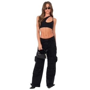Edikted Black Wide leg cargo jeans